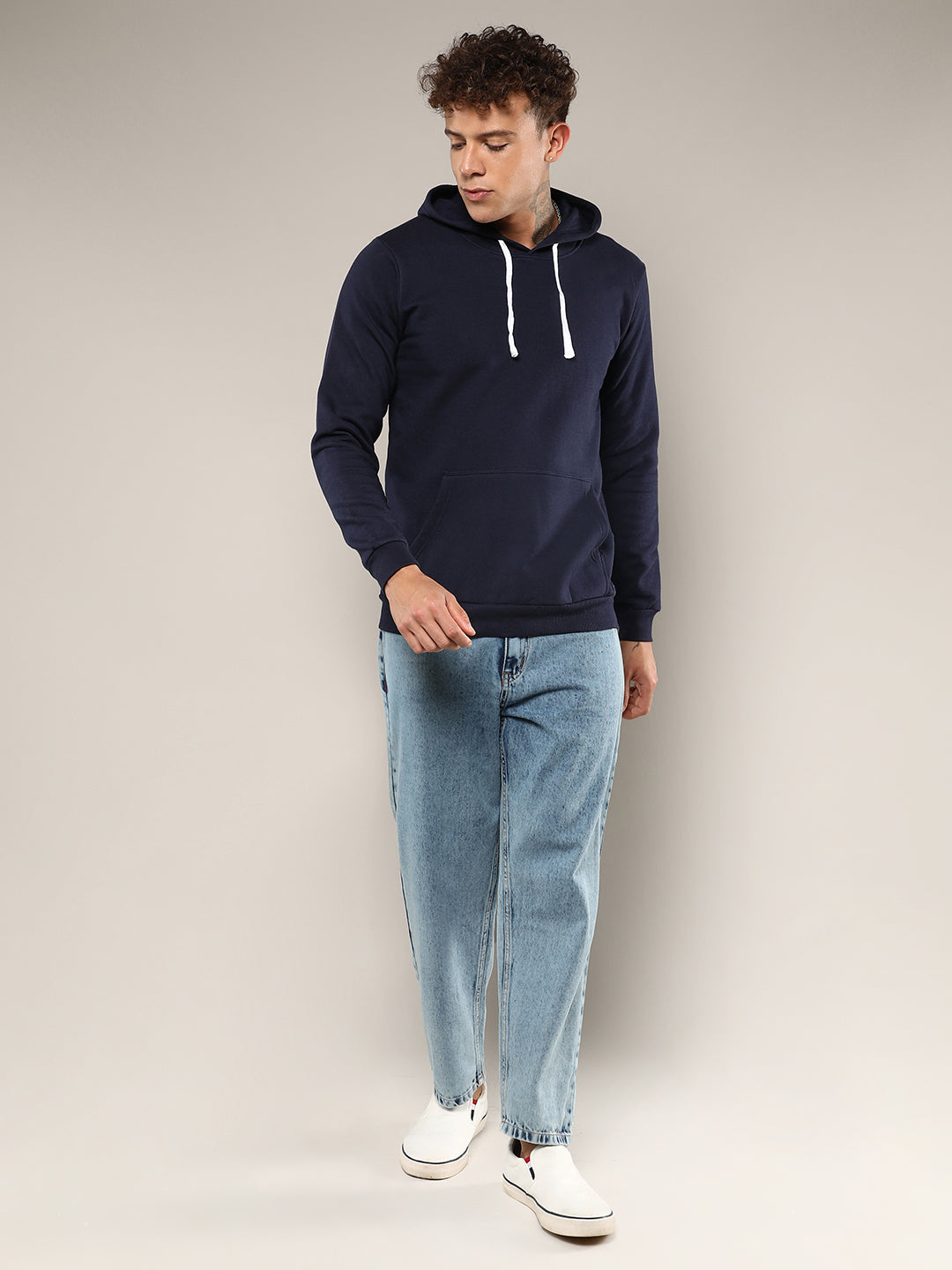 Pullover Hoodie With Contrast Drawstring