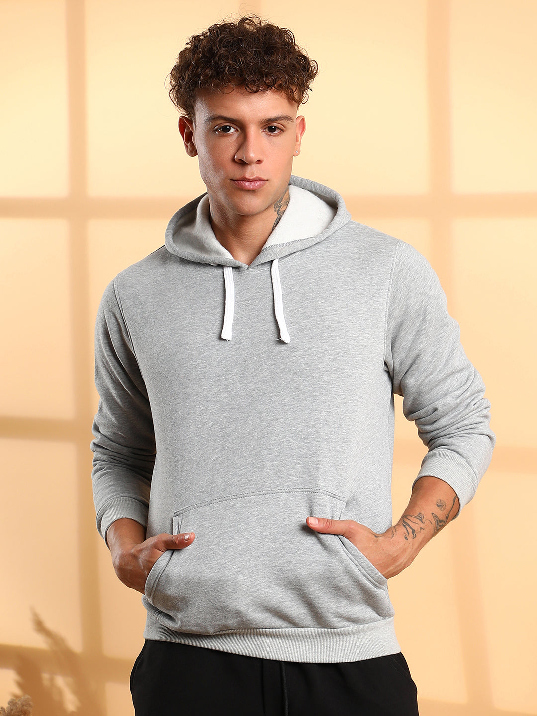 Pullover Hoodie With Contrast Drawstring