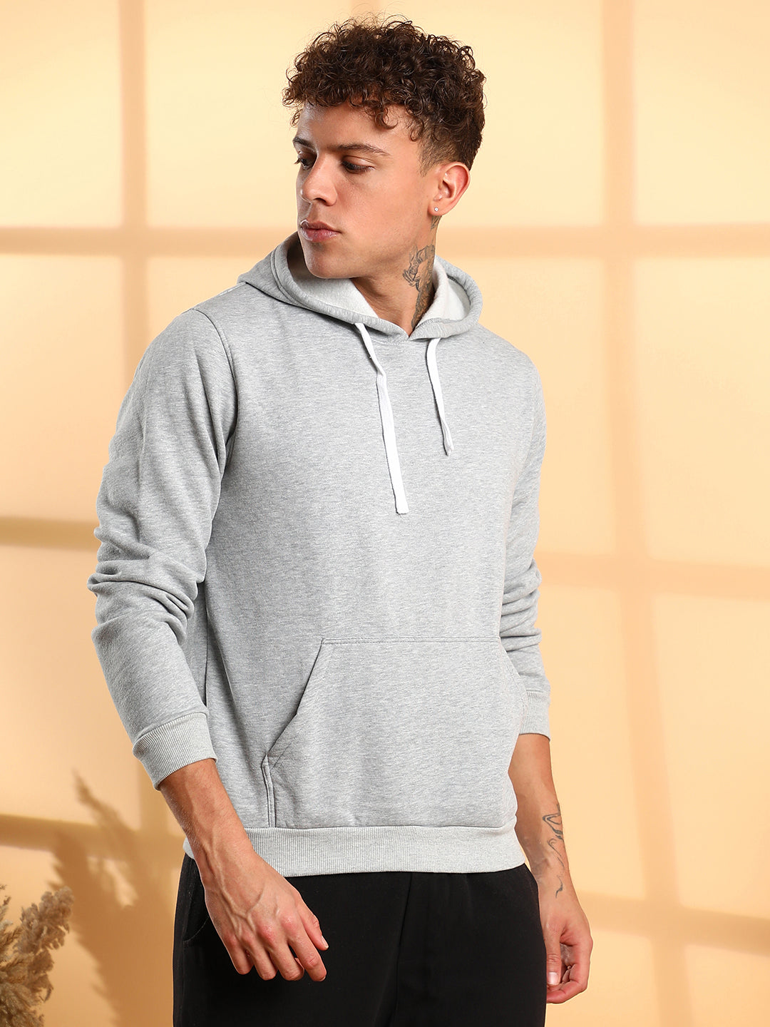 Pullover Hoodie With Contrast Drawstring