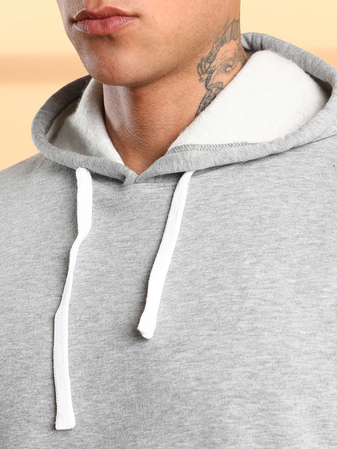 Pullover Hoodie With Contrast Drawstring