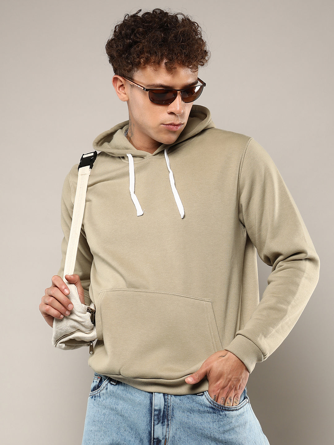 Pullover Hoodie With Contrast Drawstring