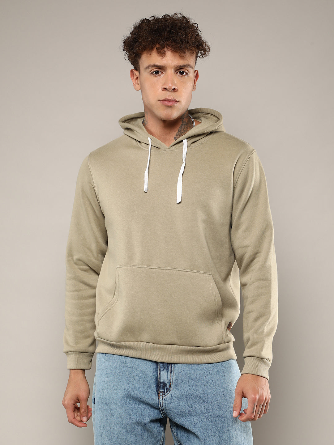 Pullover Hoodie With Contrast Drawstring