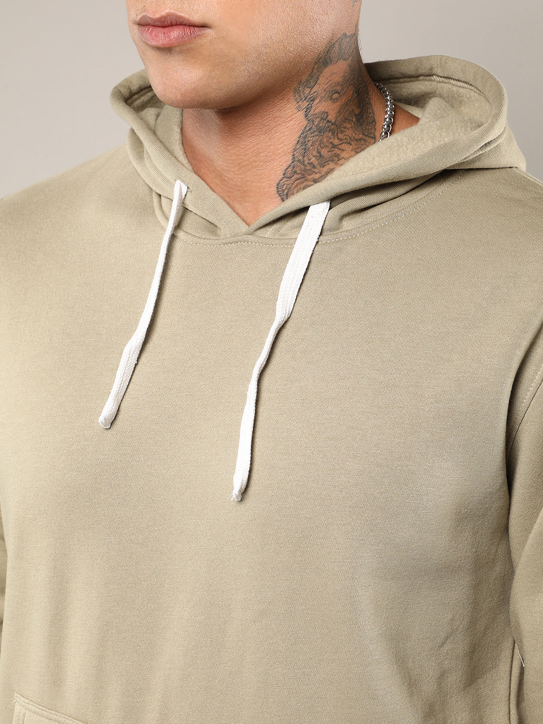 Pullover Hoodie With Contrast Drawstring