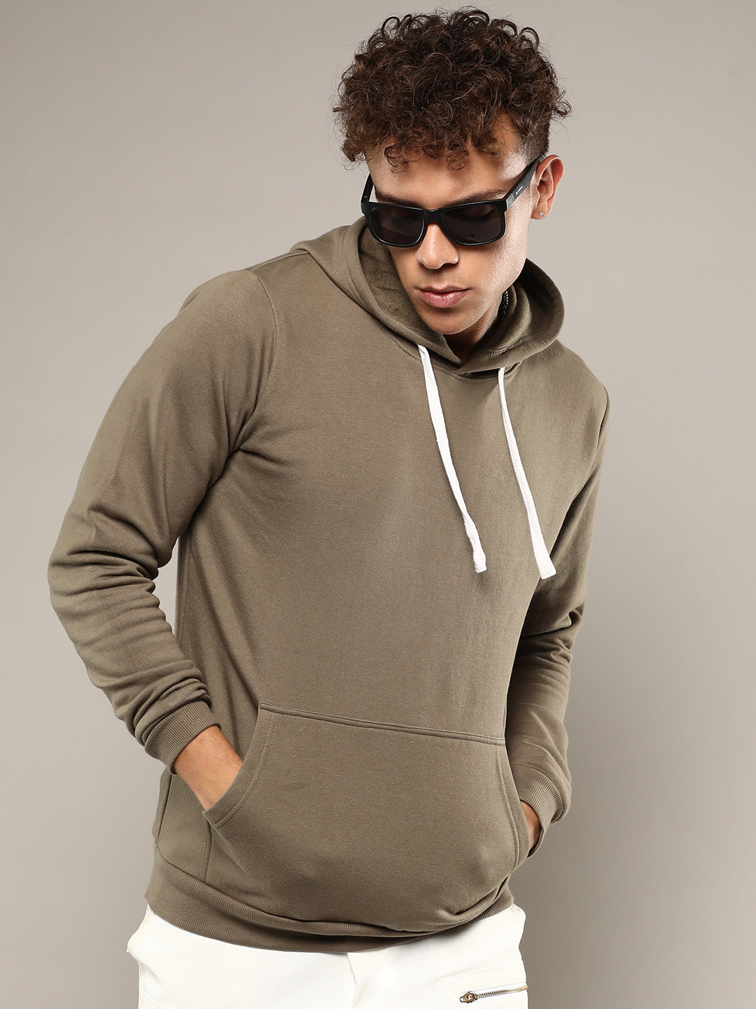 Pullover Hoodie With Contrast Drawstring