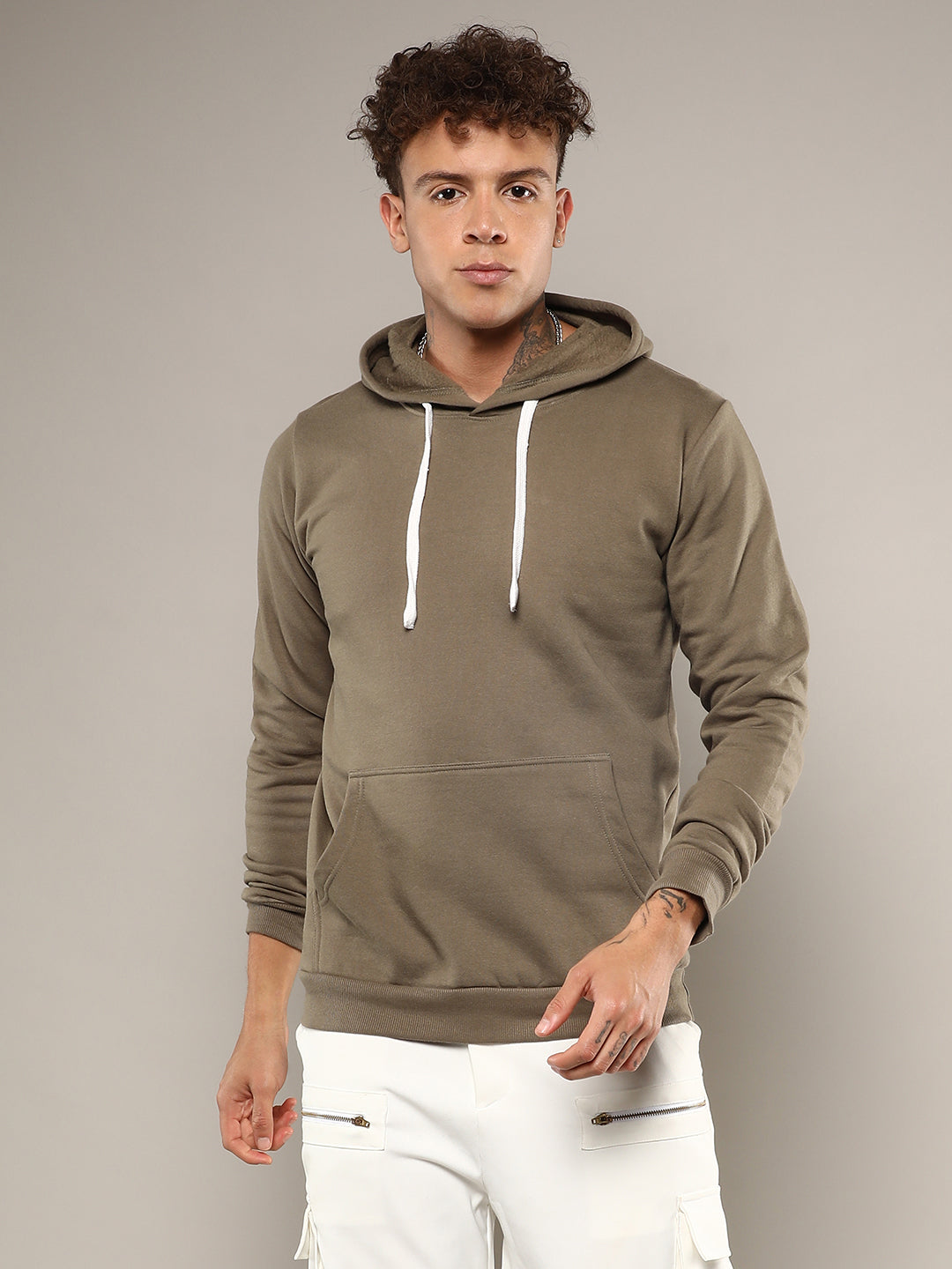 Pullover Hoodie With Contrast Drawstring