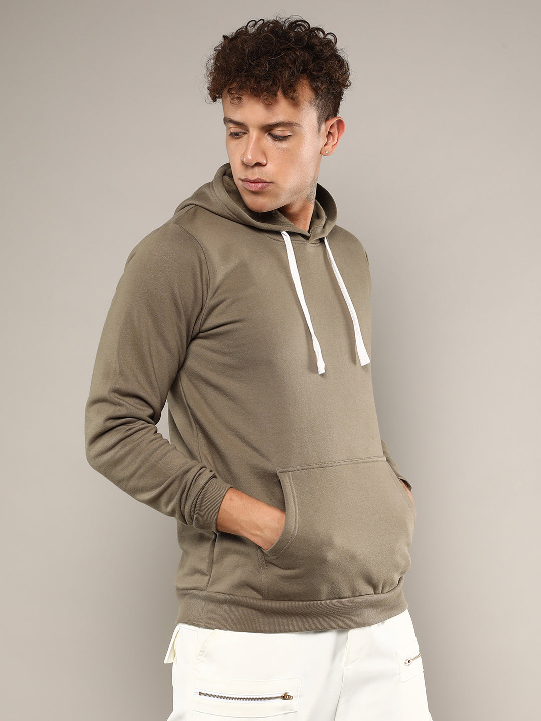 Pullover Hoodie With Contrast Drawstring