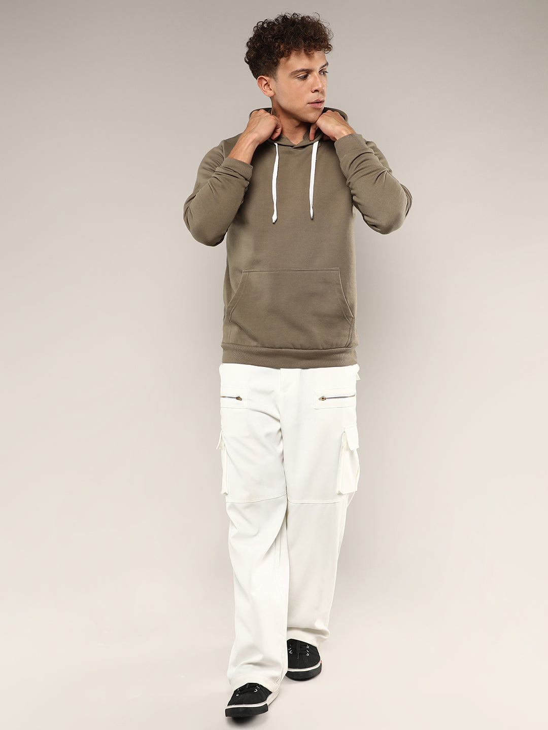 Pullover Hoodie With Contrast Drawstring