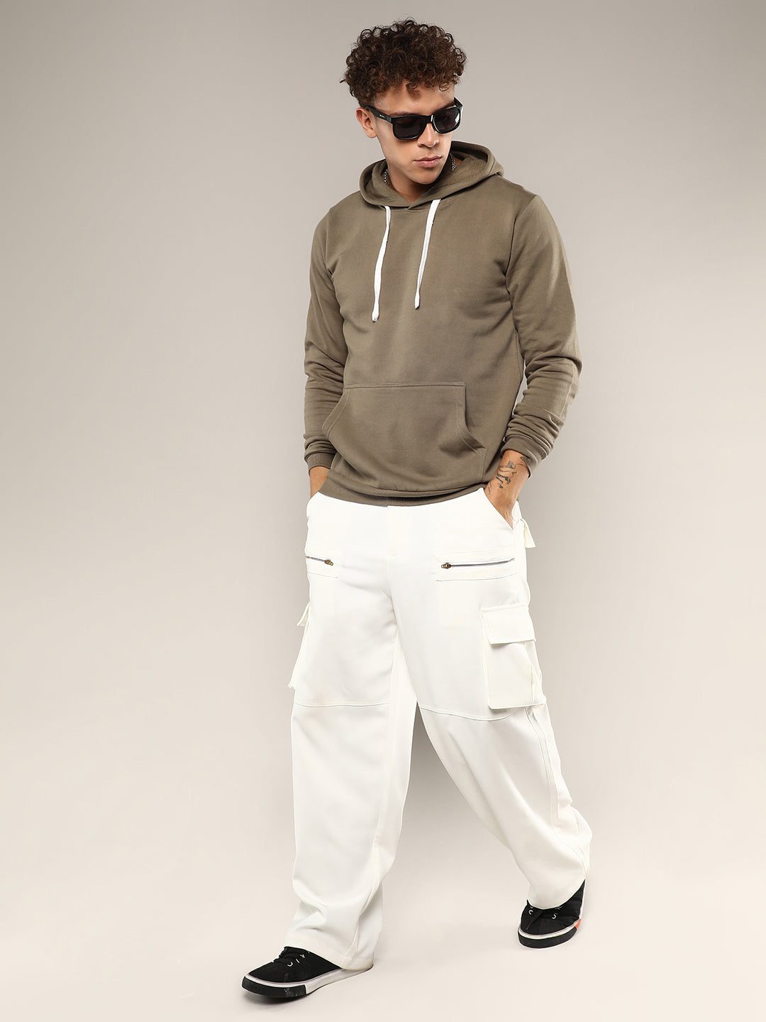 Pullover Hoodie With Contrast Drawstring