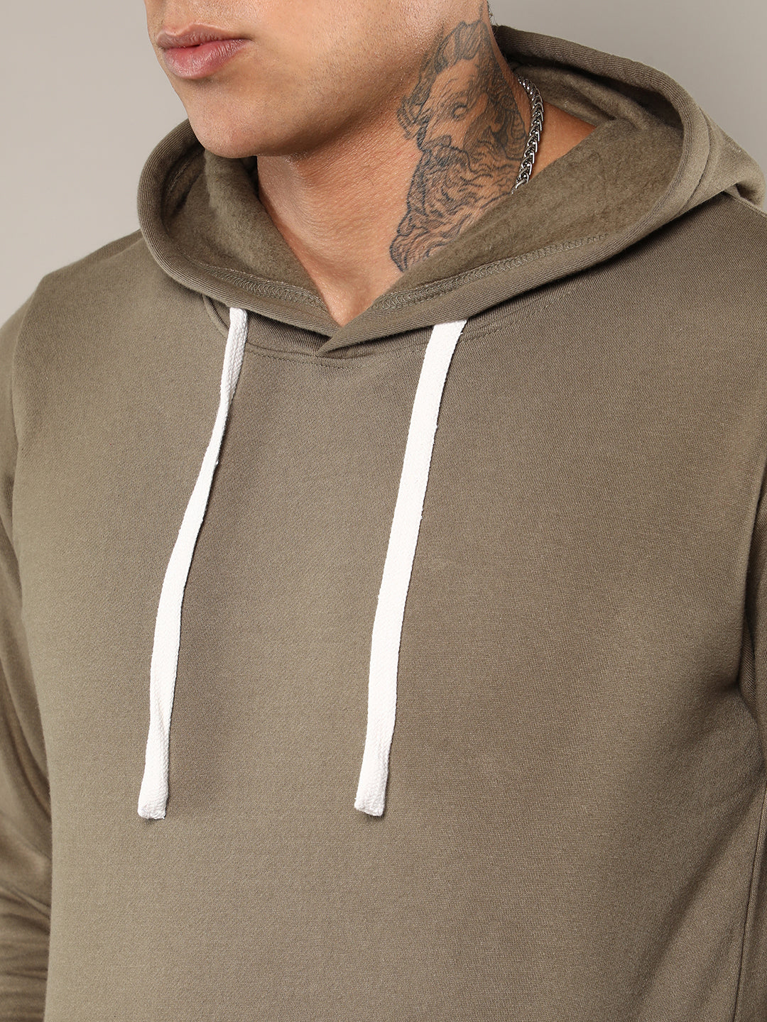 Pullover Hoodie With Contrast Drawstring