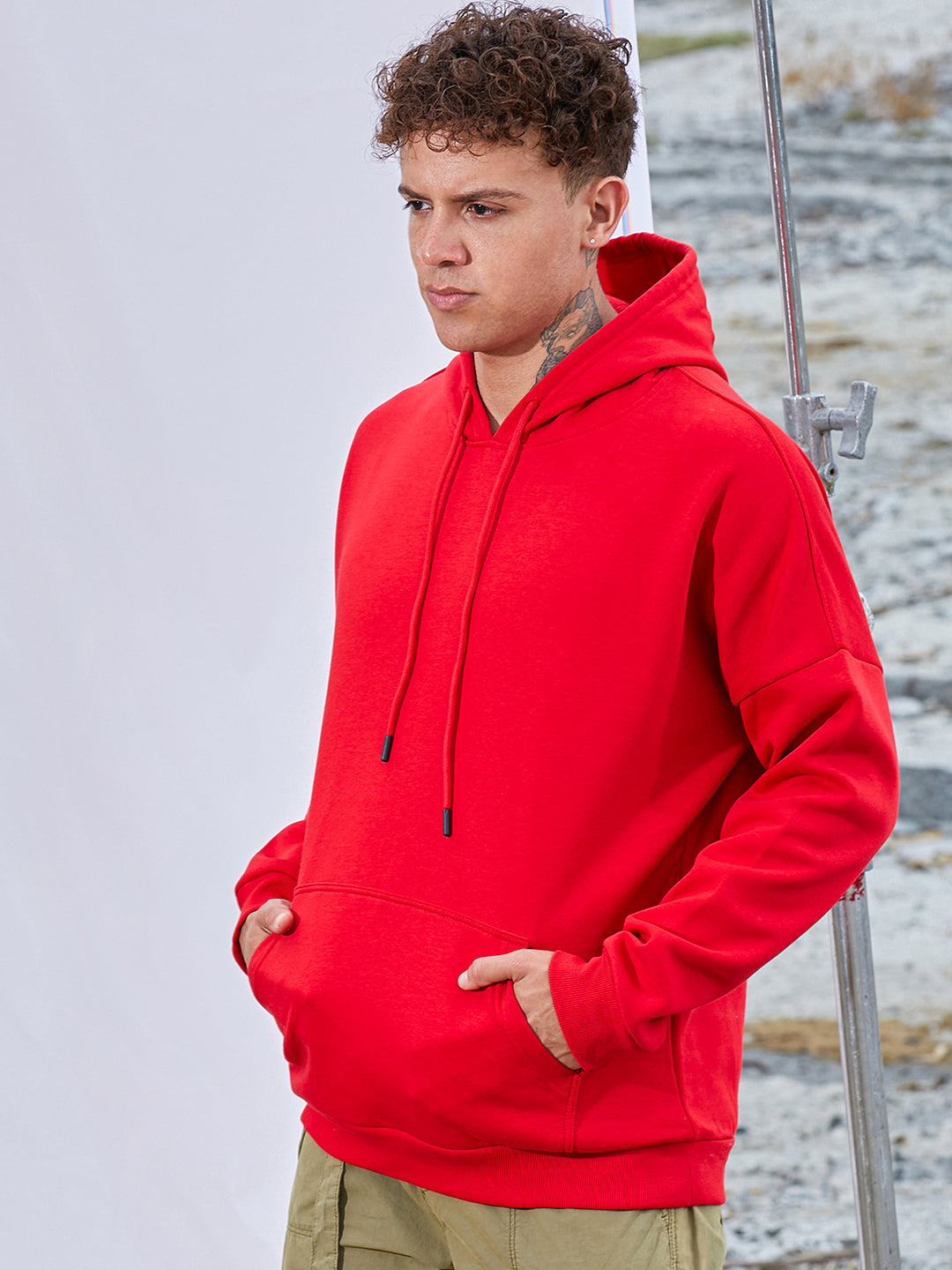 Oversized Basic Hoodie With Kangaroo Pocket