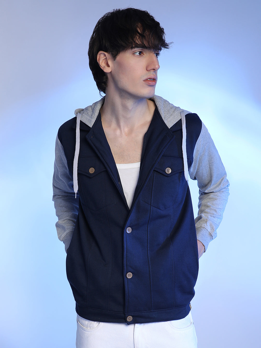 Button-Front Jacket With Contrast Detail