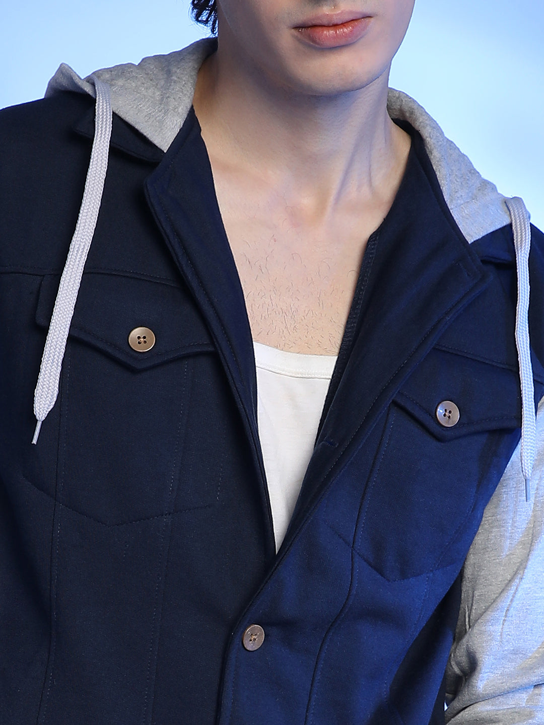 Button-Front Jacket With Contrast Detail