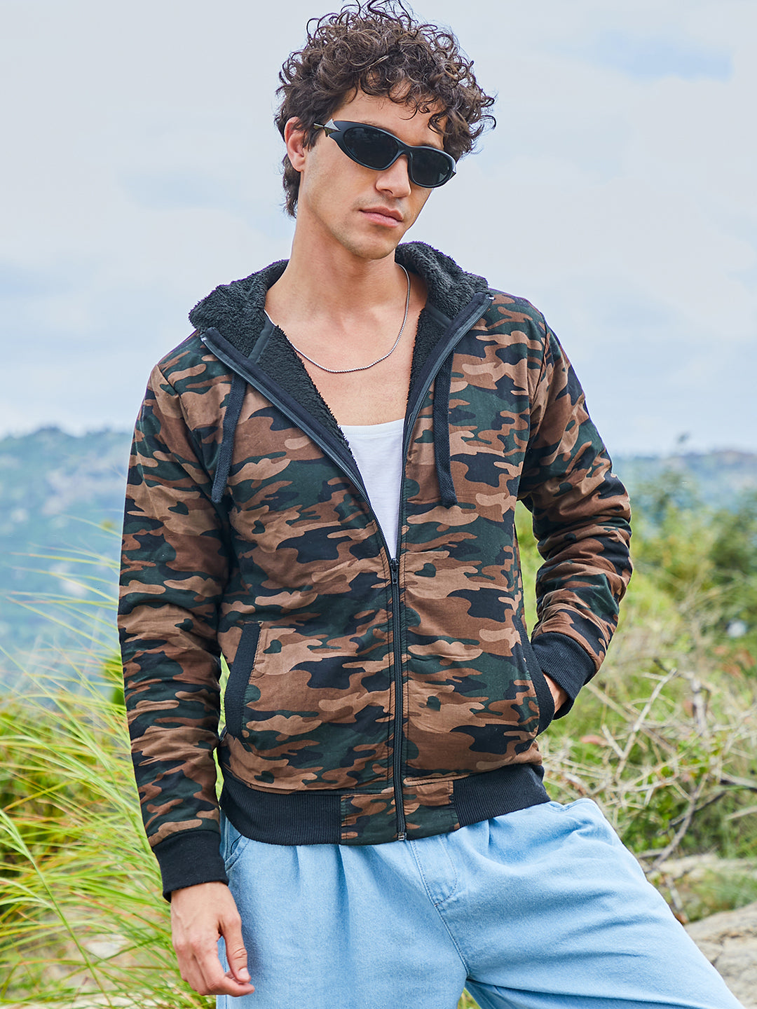 Camouflage Hoodie With Insert Pocket