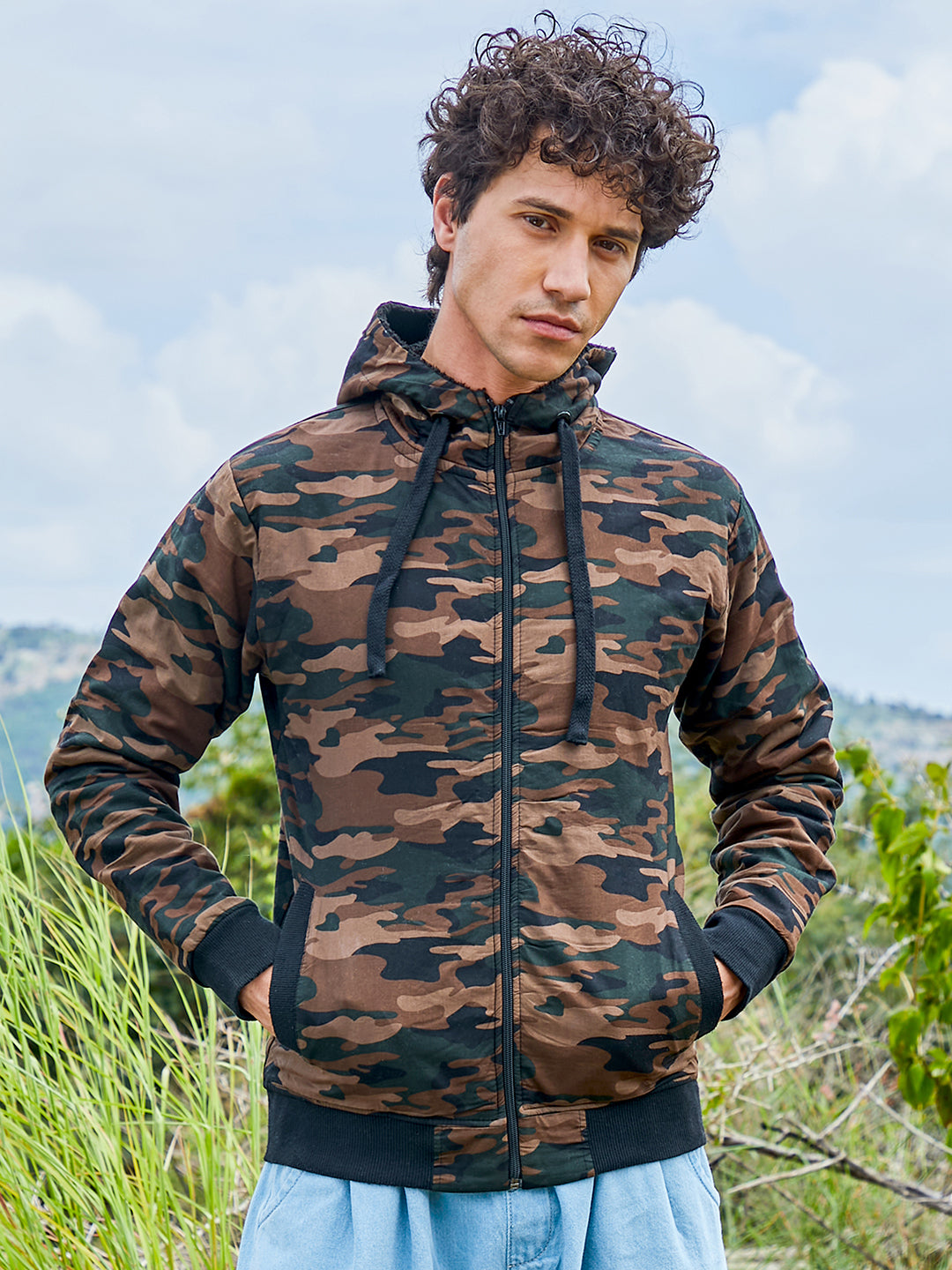 Camouflage Hoodie With Insert Pocket