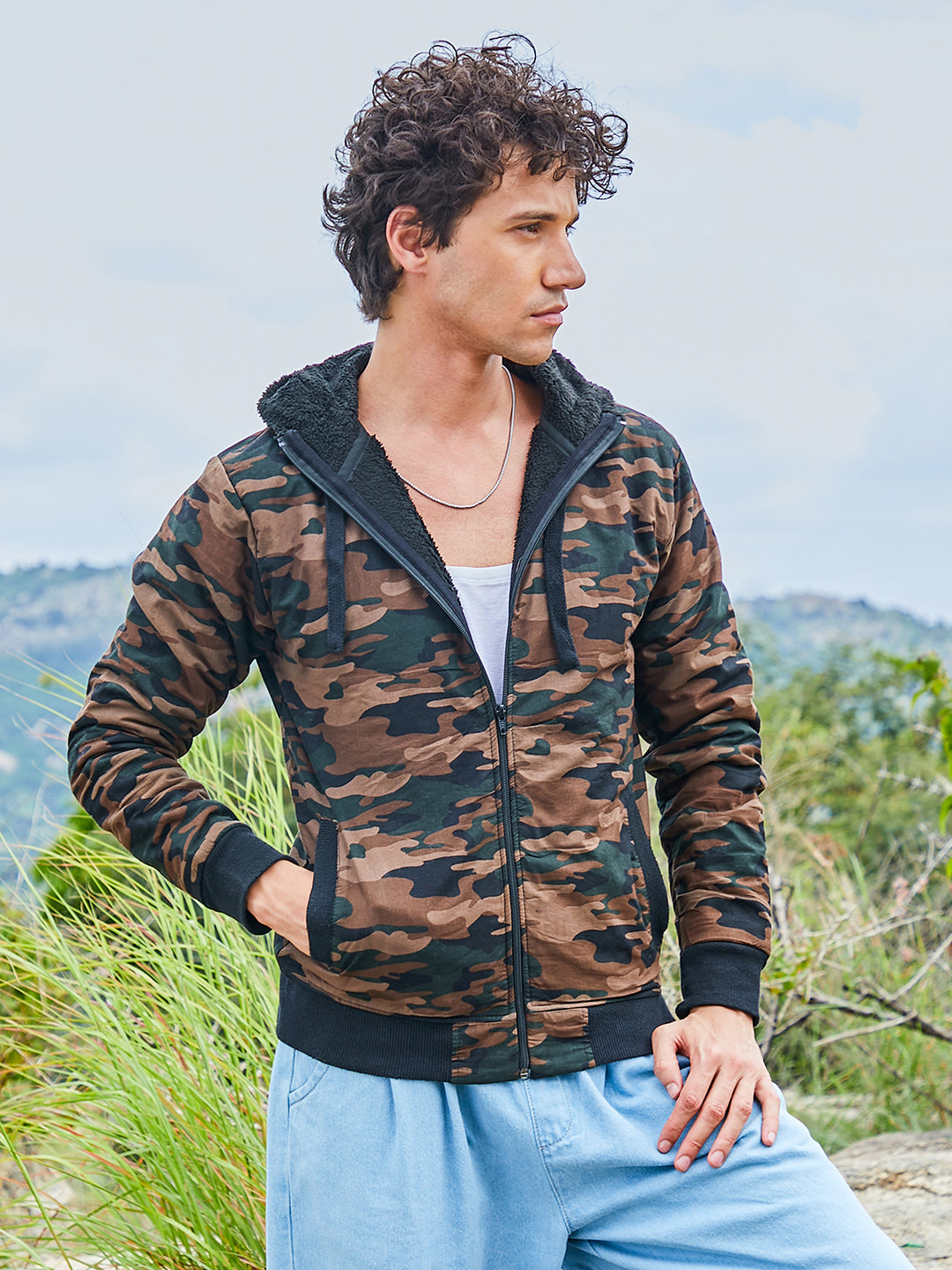 Camouflage Hoodie With Insert Pocket