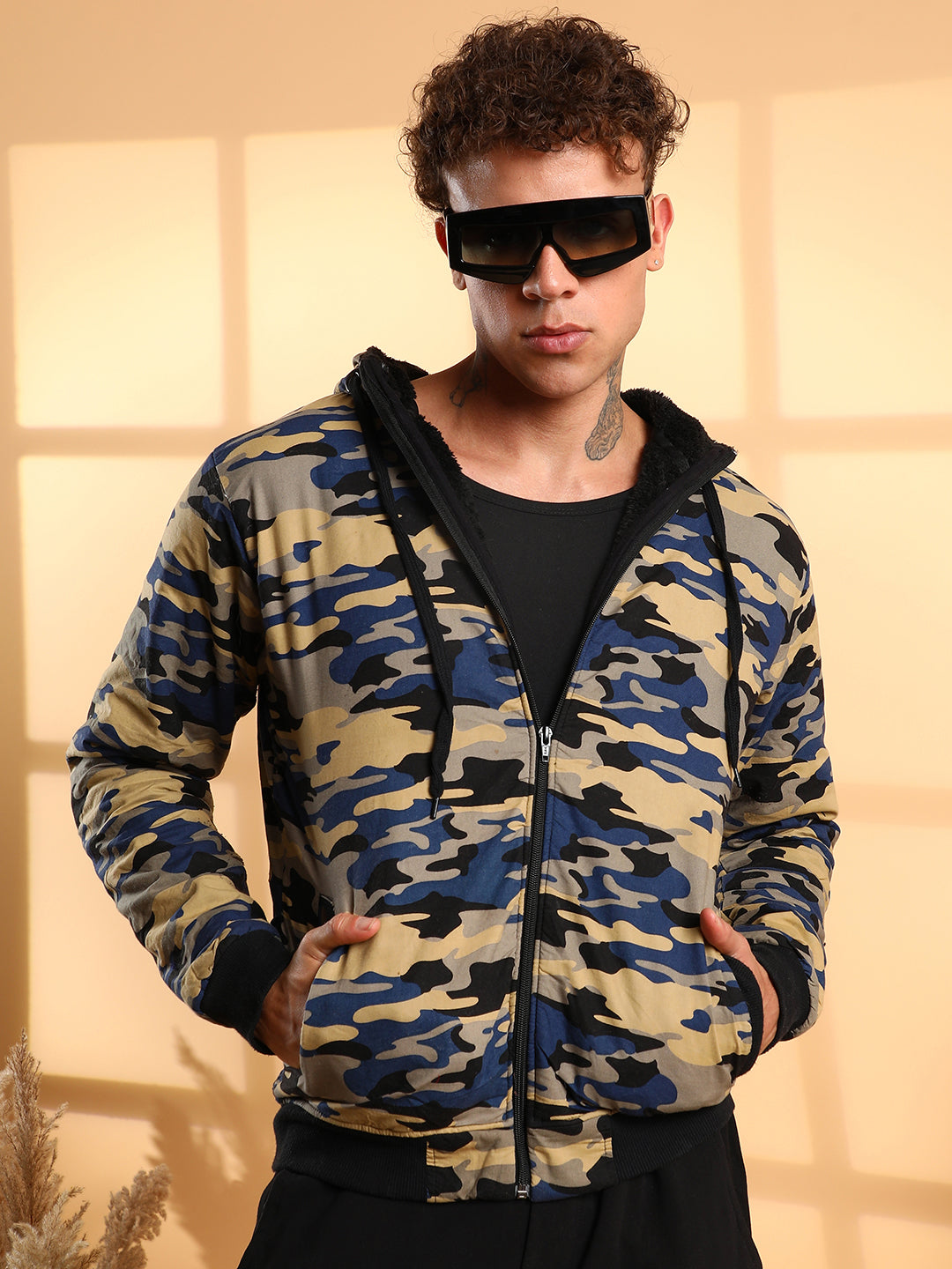 Camouflage Hoodie With Insert Pocket