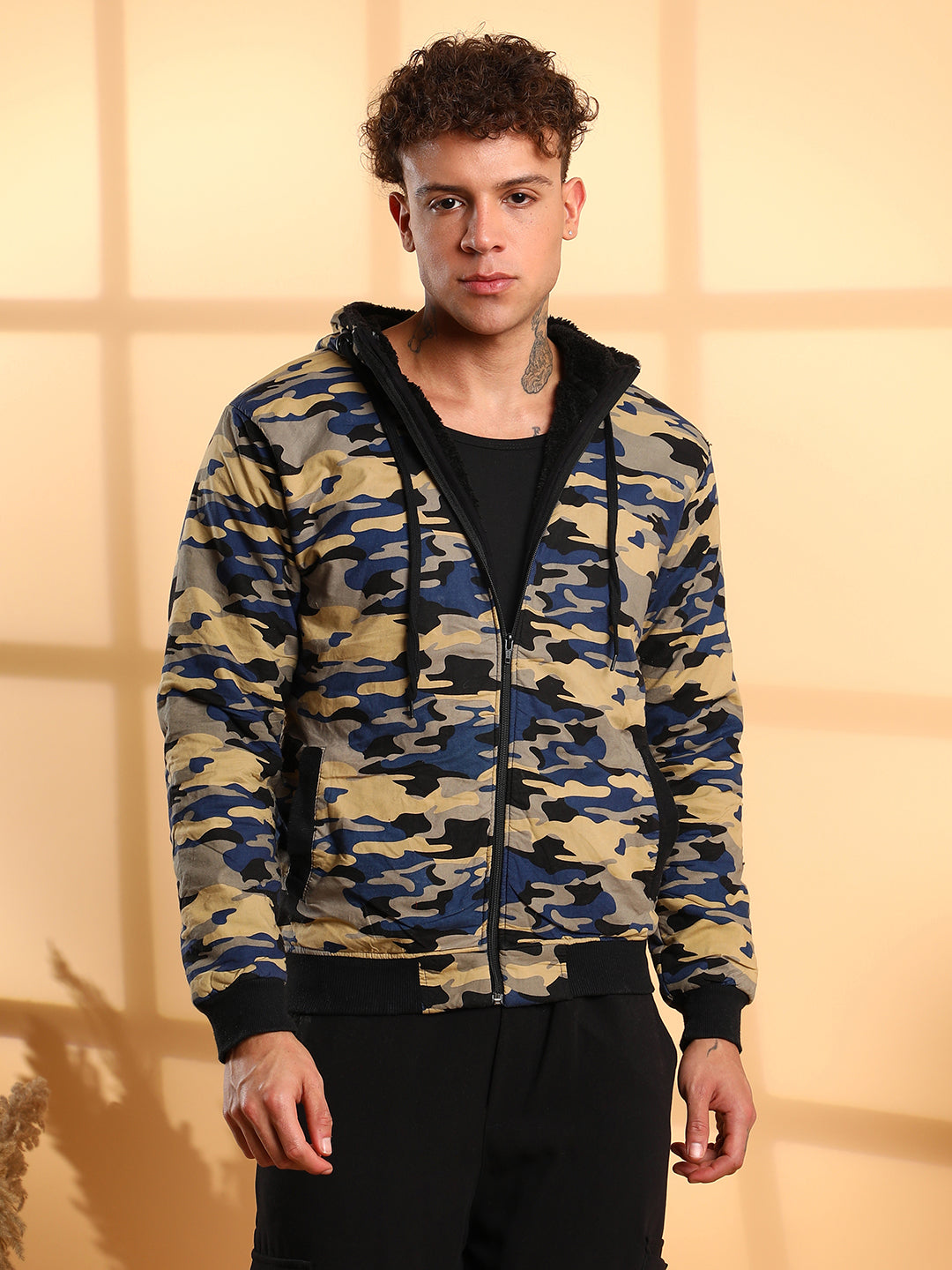 Camouflage Hoodie With Insert Pocket