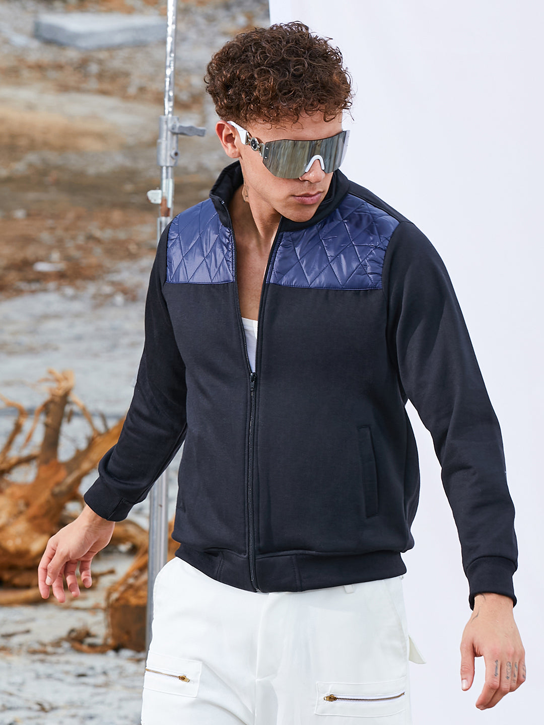 Zip-Front Jacket With Quilted Detail