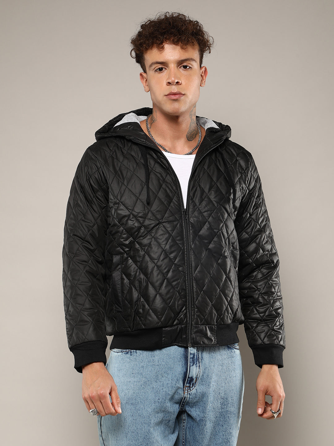 Quilted Puffer Jacket With Zip-Closure