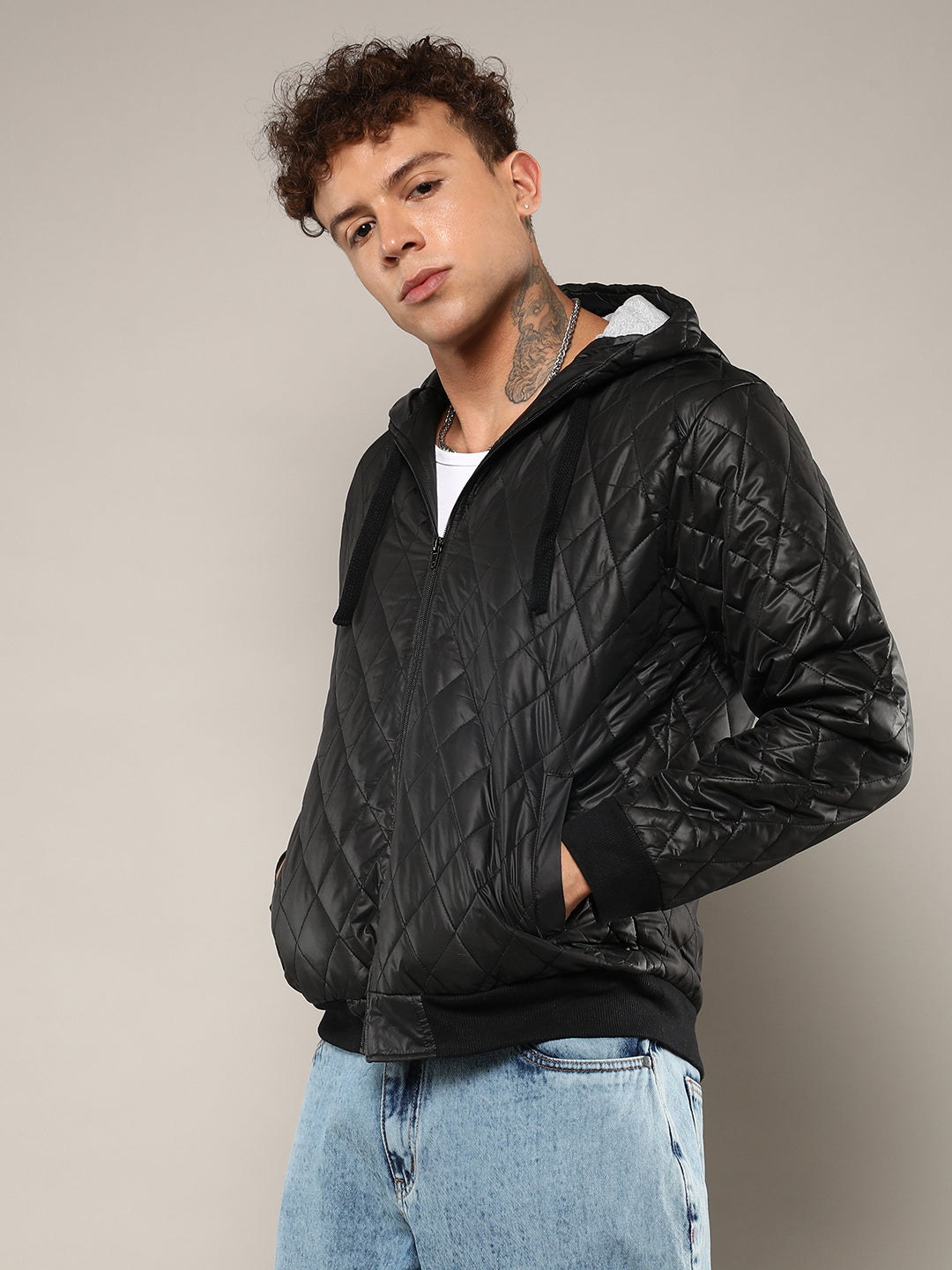 Quilted Puffer Jacket With Zip-Closure