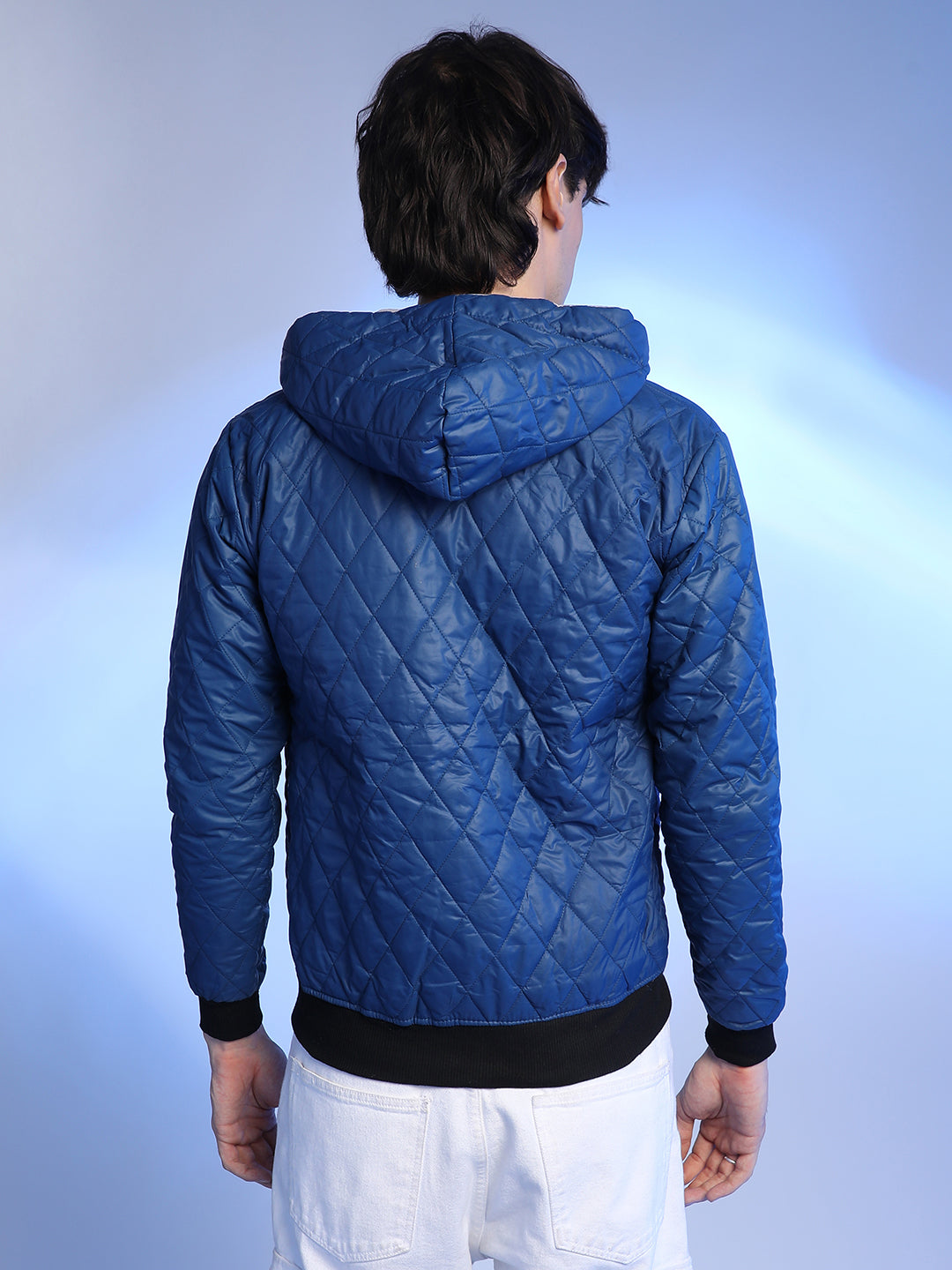 Rhombus-Quilted Bomber Jacket