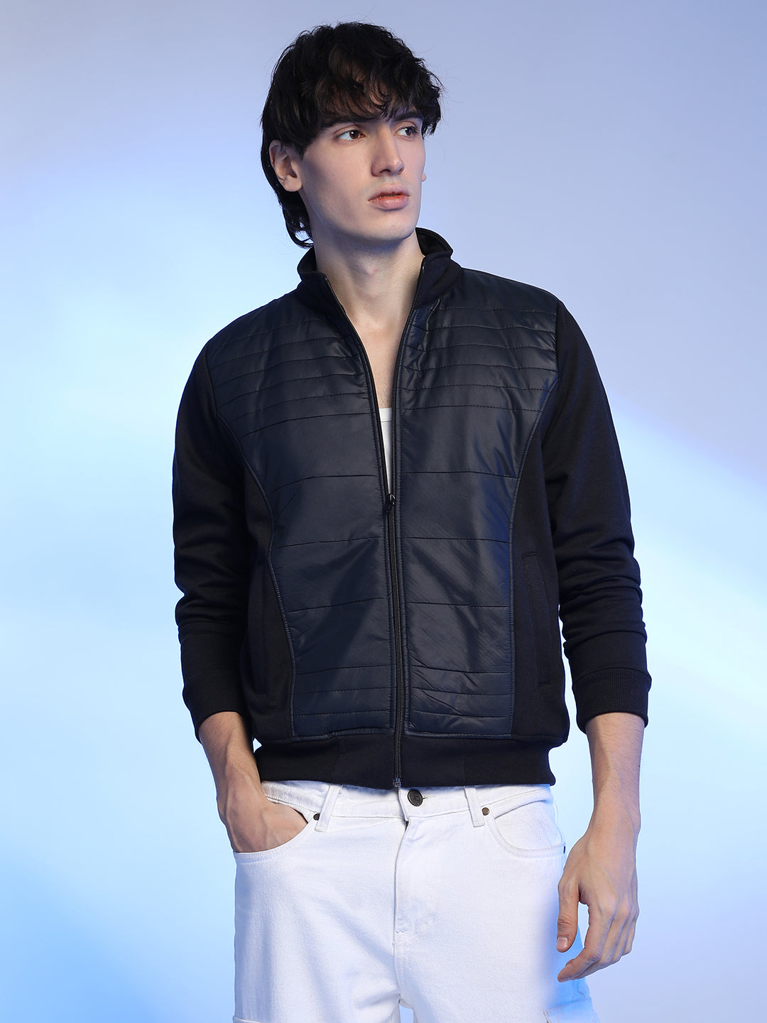 Zip-Front Jacket With Quilted Detail