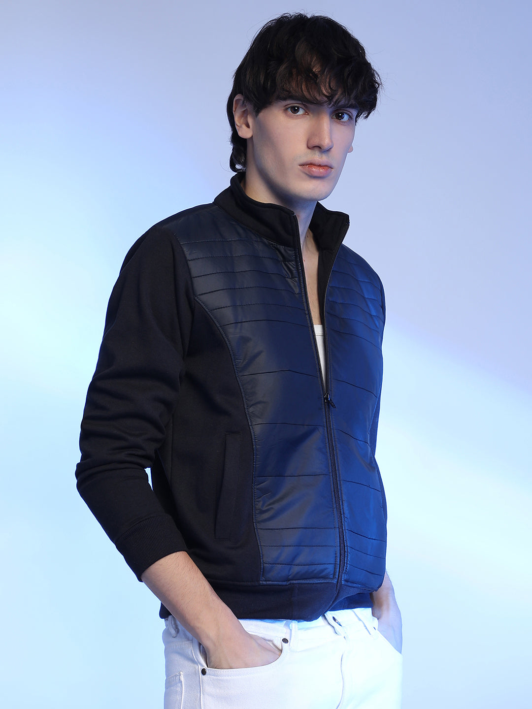 Zip-Front Jacket With Quilted Detail