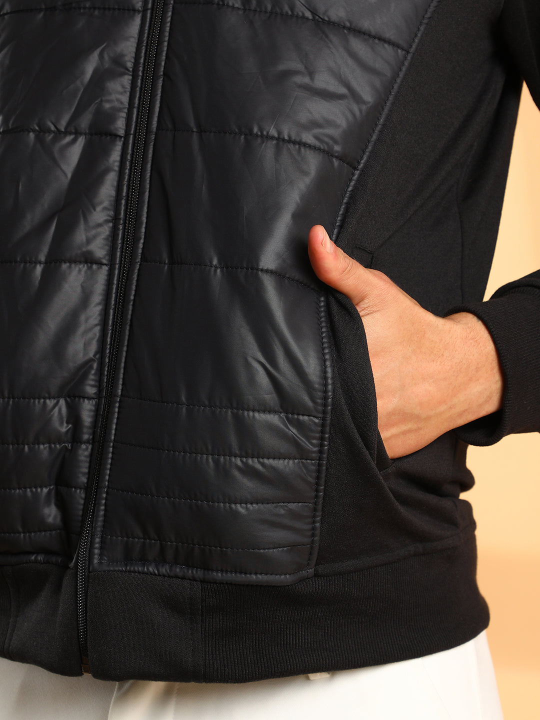 Zip-Front Jacket With Quilted Detail