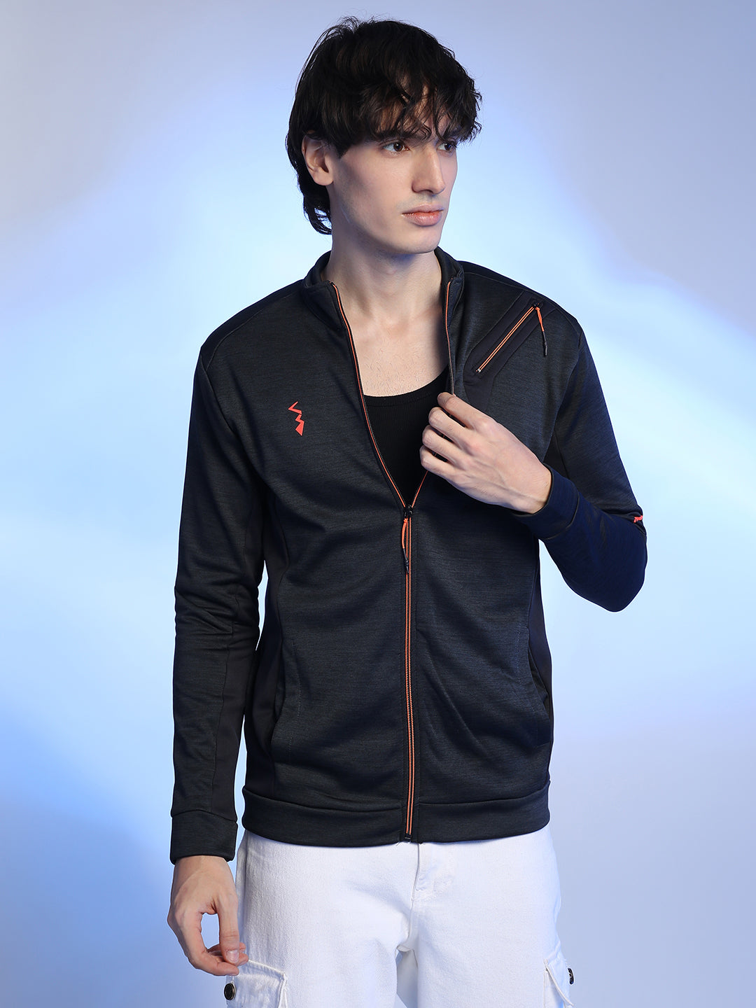 Heathered Activewear Jacket With Reflective Detail