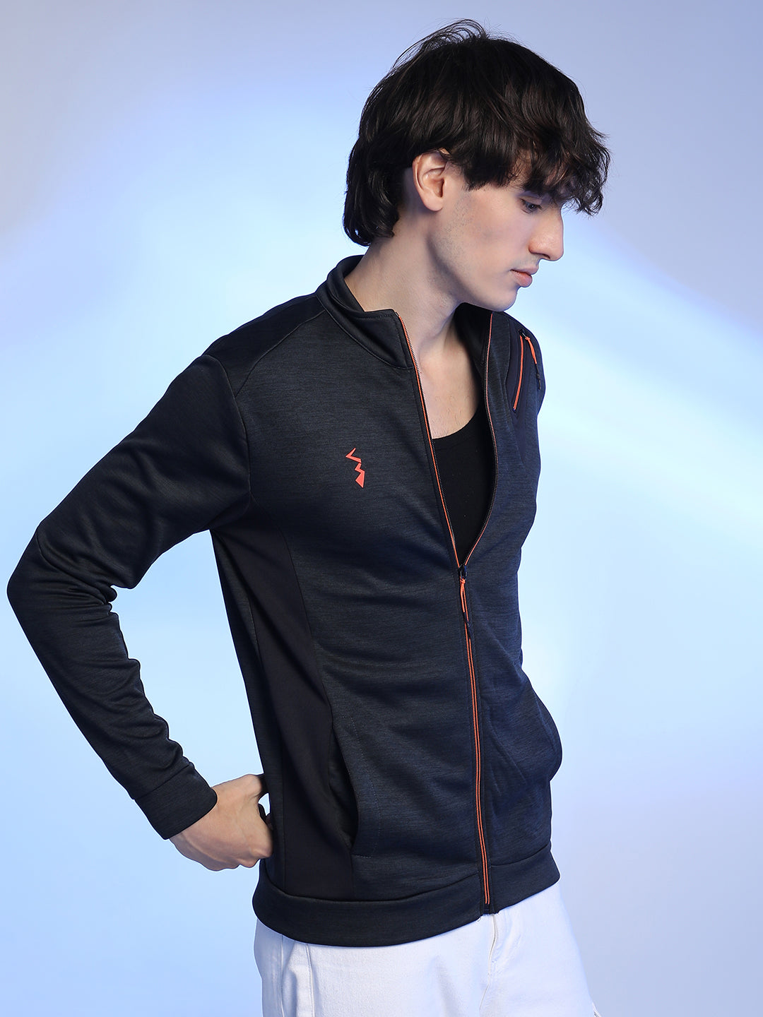 Heathered Activewear Jacket With Reflective Detail