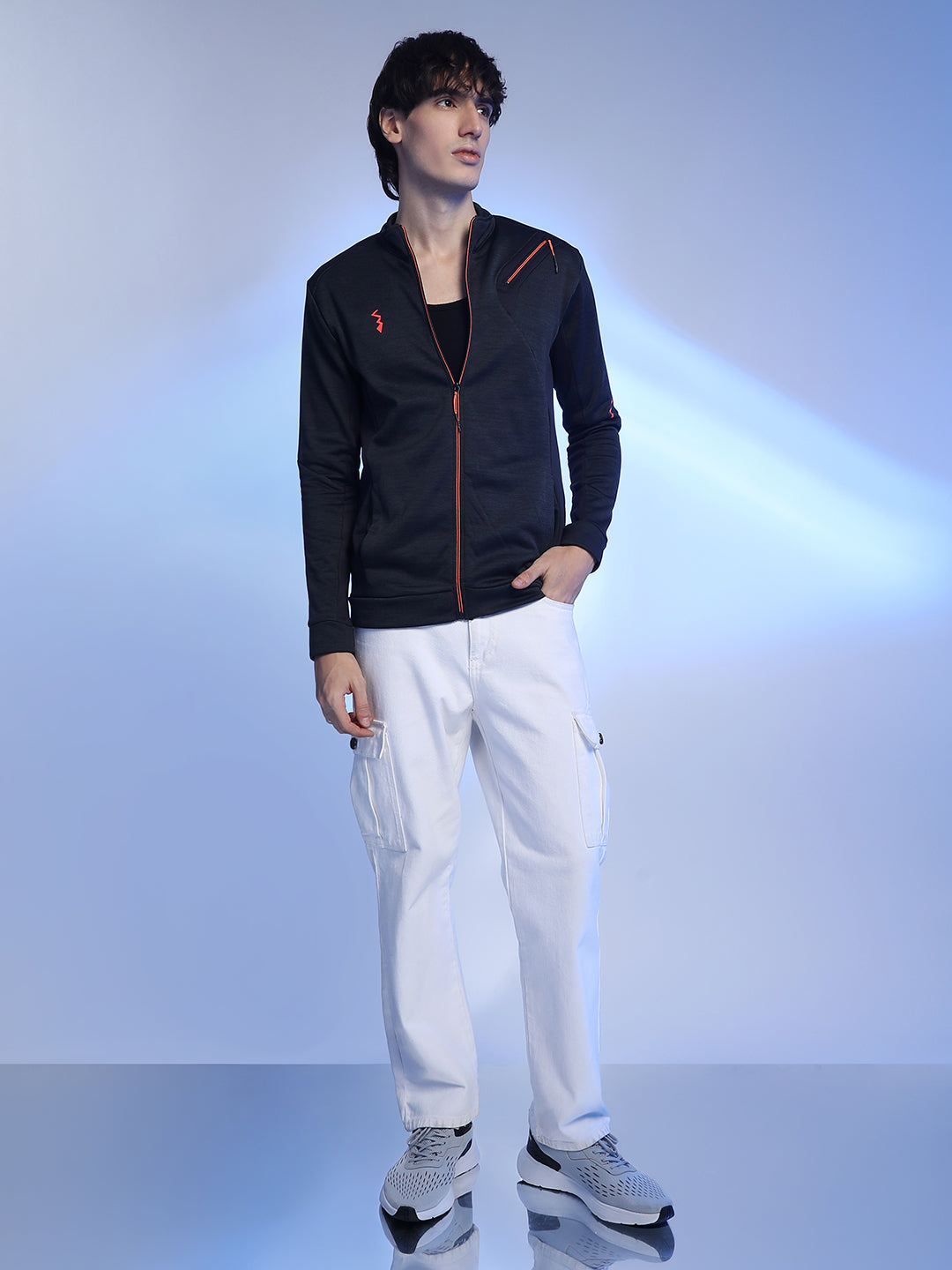 Heathered Activewear Jacket With Reflective Detail