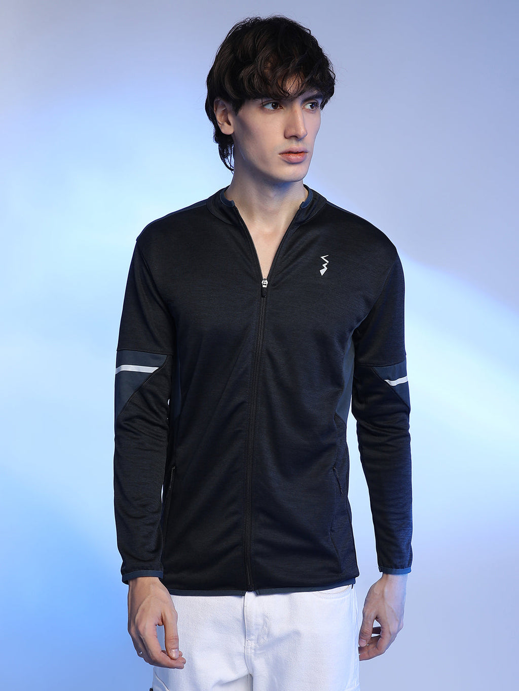 Heathered Activewear Jacket With Contrast Detail