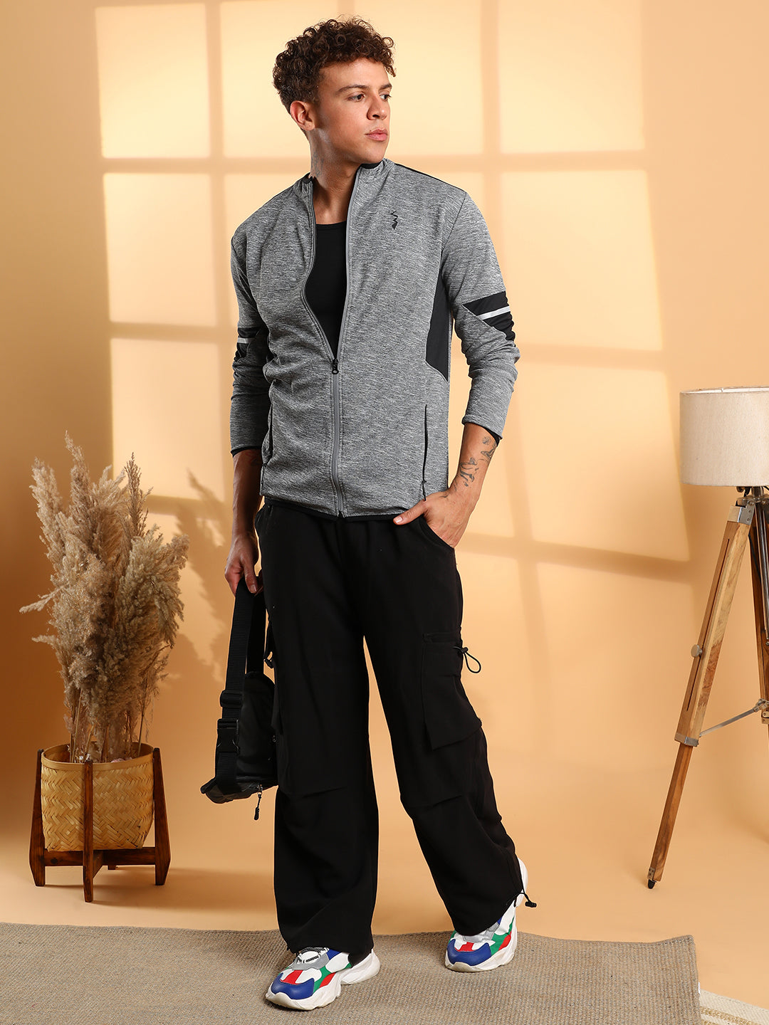 Heathered Activewear Jacket With Contrast Detail