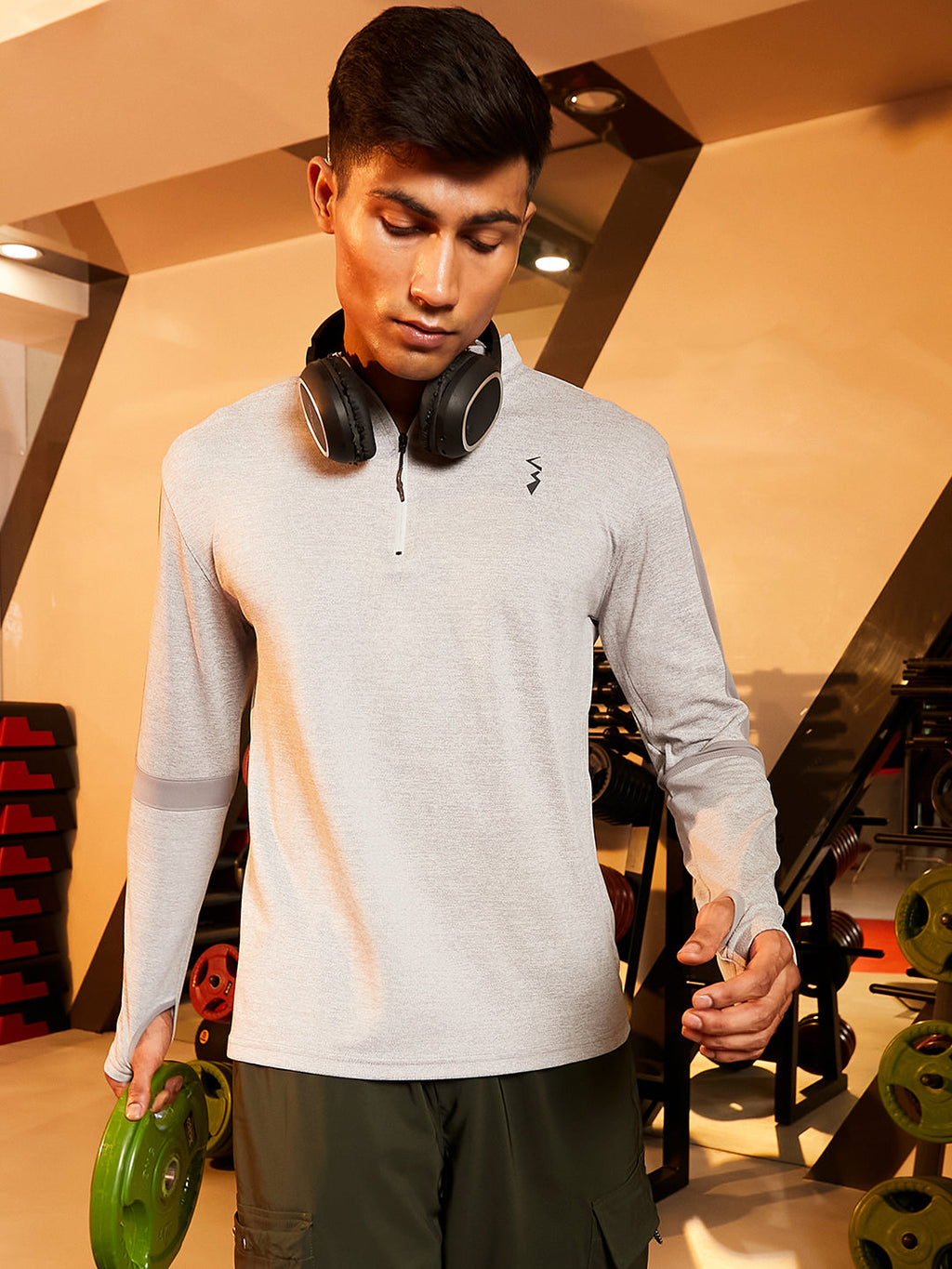 Heathered Self-Design Activewear T-Shirt