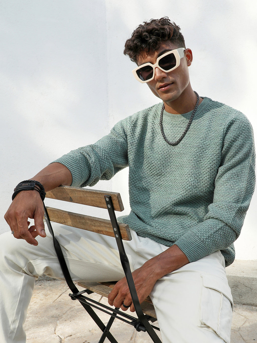 Textured Knit Pullover Sweater