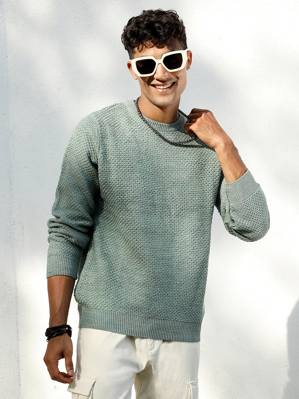 Textured Knit Pullover Sweater