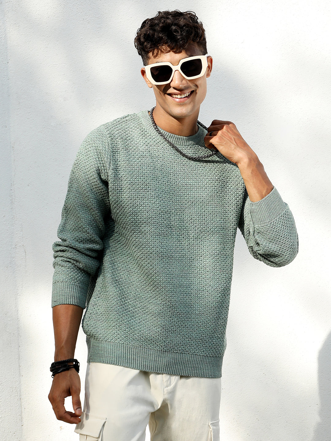 Textured Knit Pullover Sweater