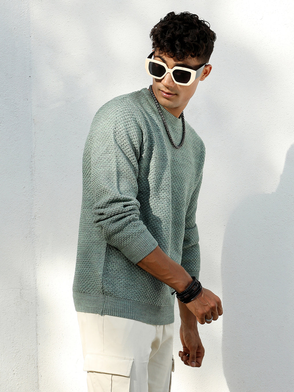 Textured Knit Pullover Sweater