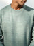 Mens Sage Green Textured Knit Pullover Sweater