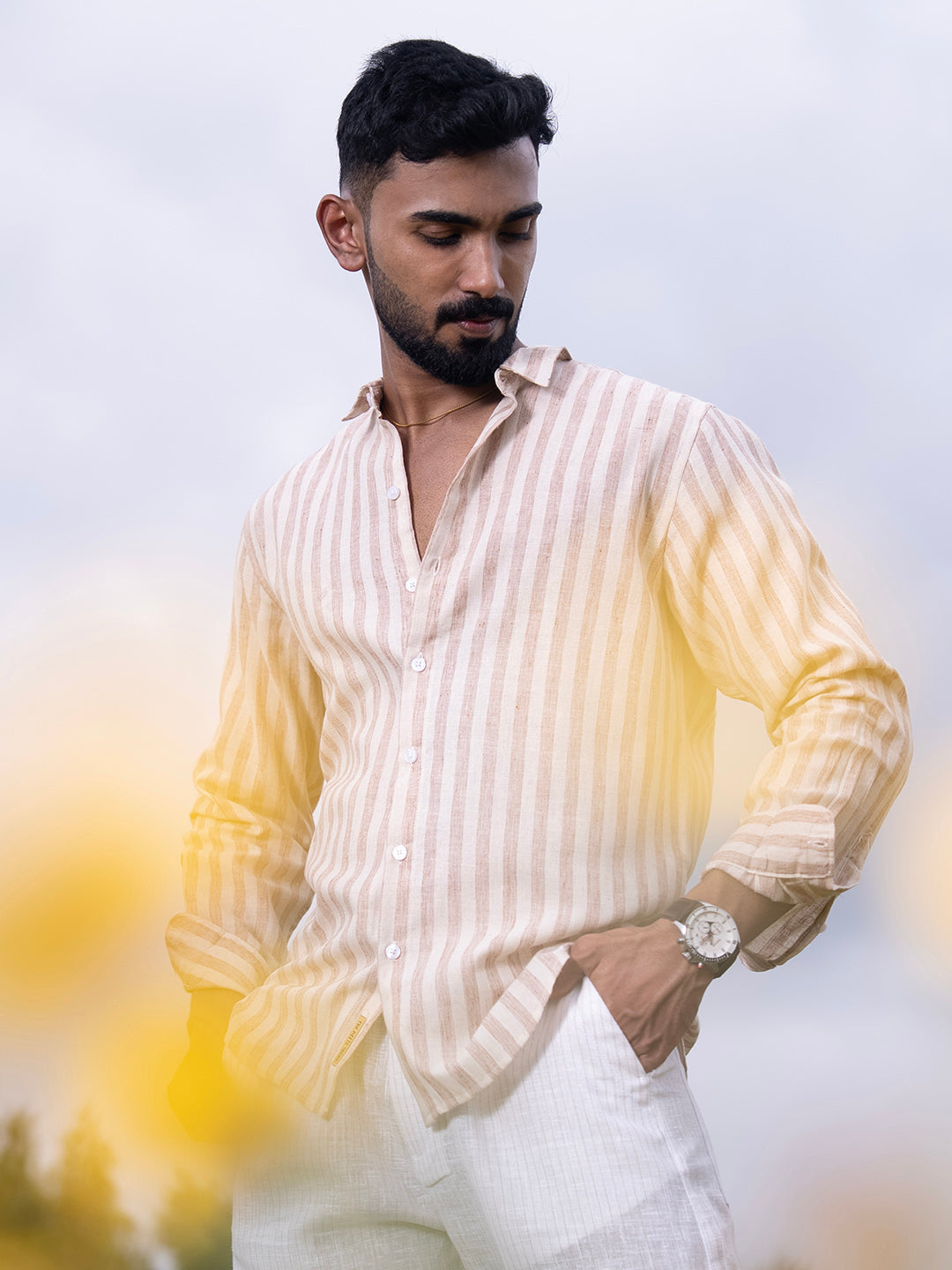 Heathered-Stripe Shirt