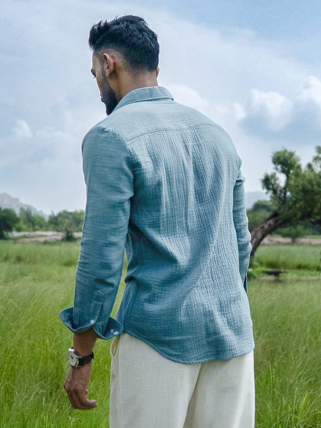 Sky Blue Breezy-Weave Shirt