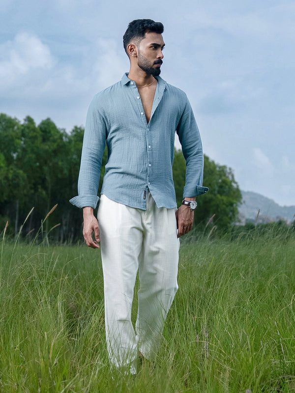 Sky Blue Breezy-Weave Shirt