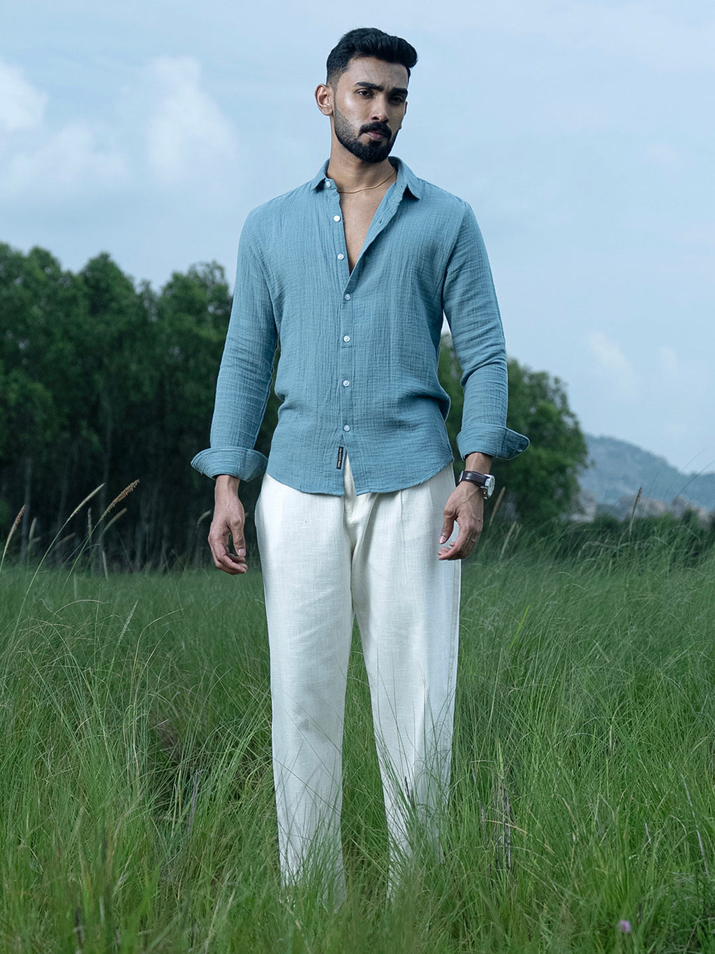 Sky Blue Breezy-Weave Shirt