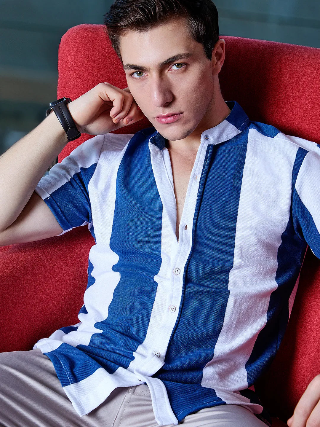 ₹849 Campus Sutra Men's Chalk White Royal Blue Balanced