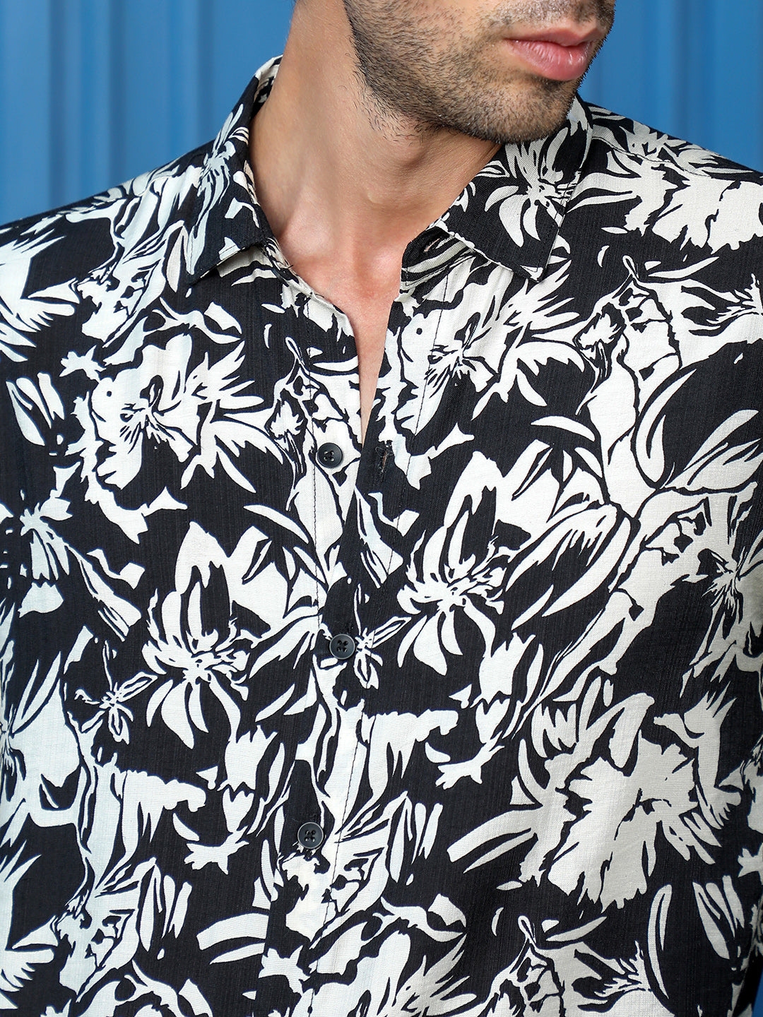 Men's Regular Fit Abstract Floral Printed Casual Shirt