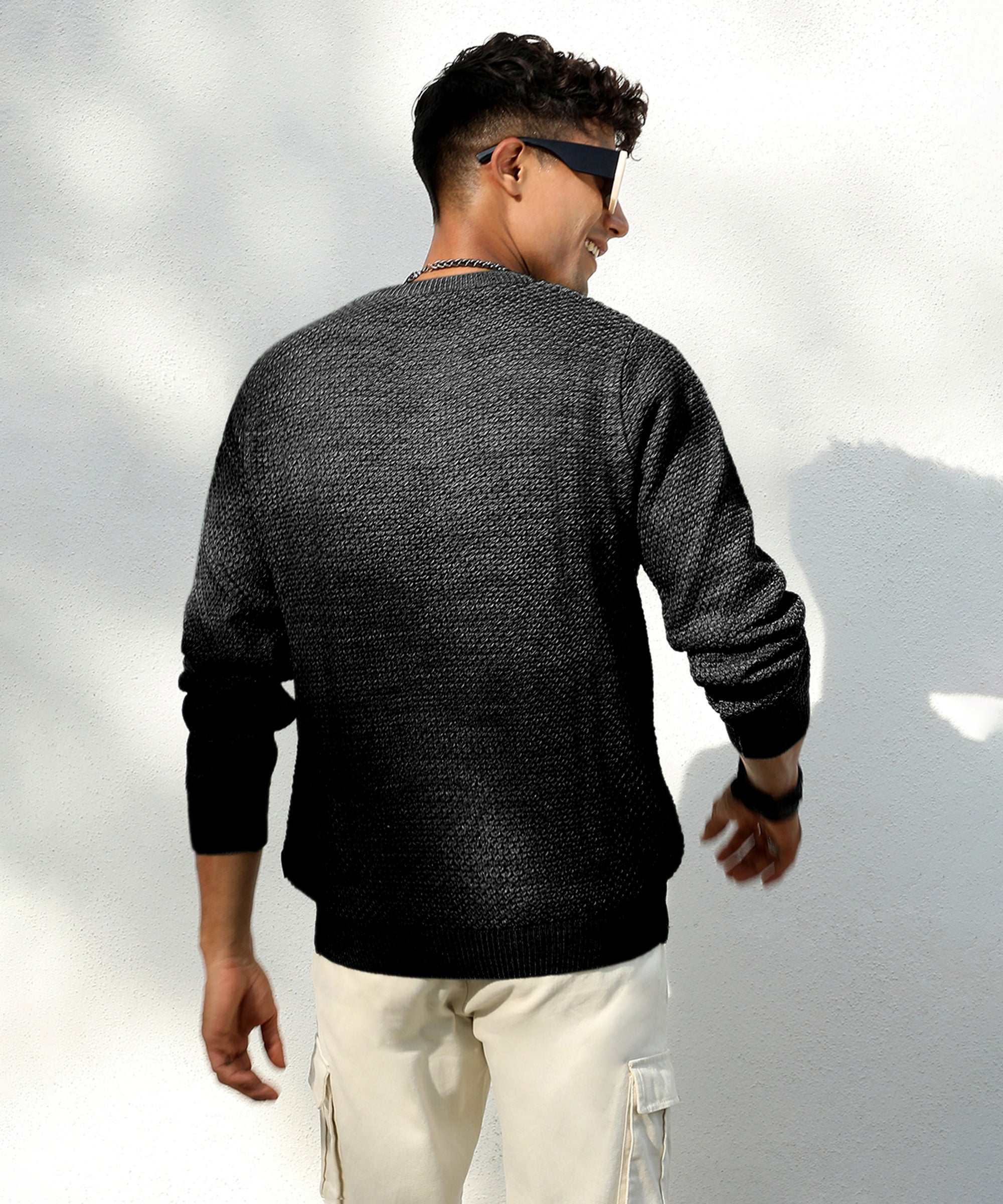 Solid Knitted Pullover Sweater