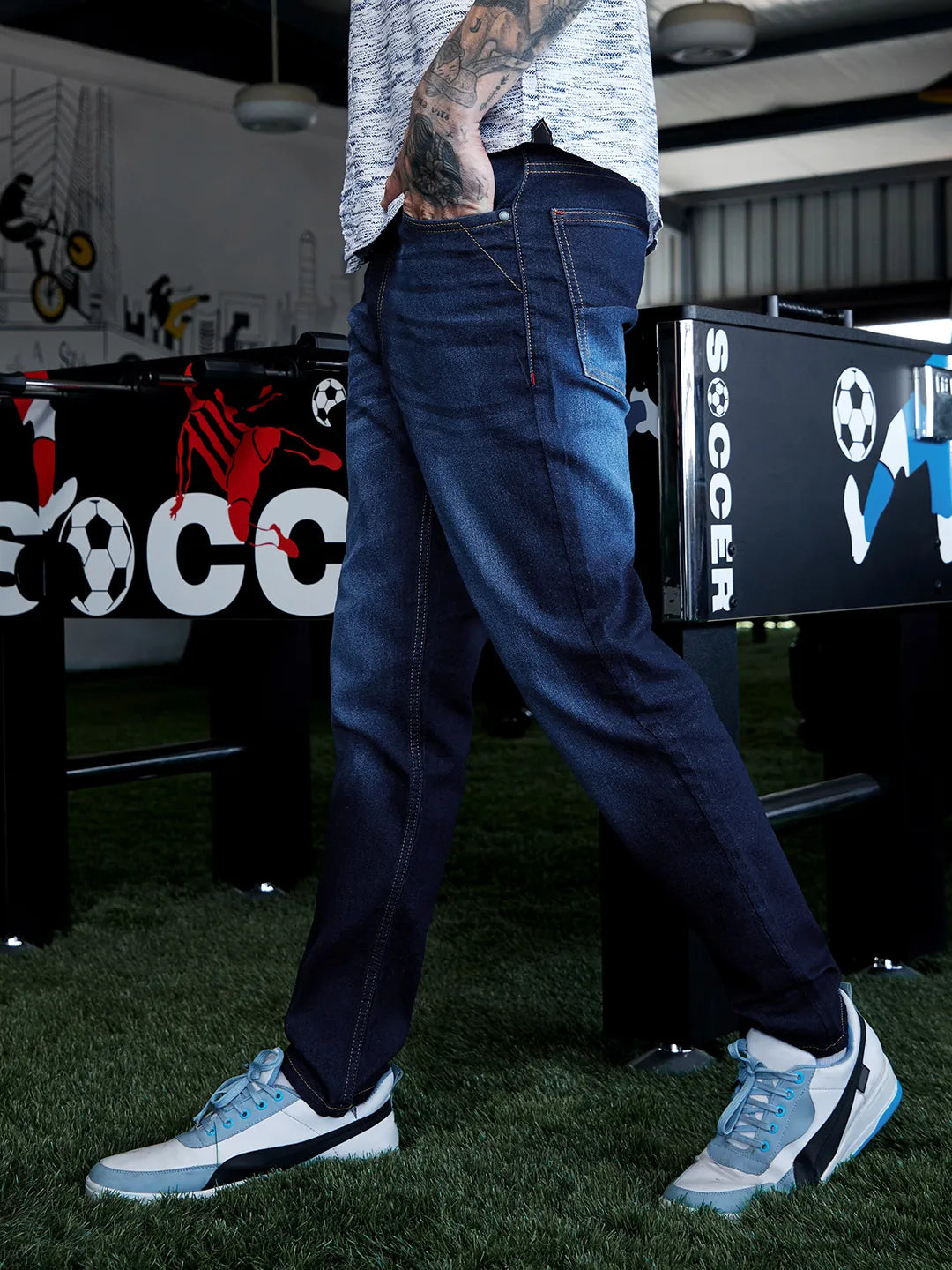 Rolled Hem Denim Jeans