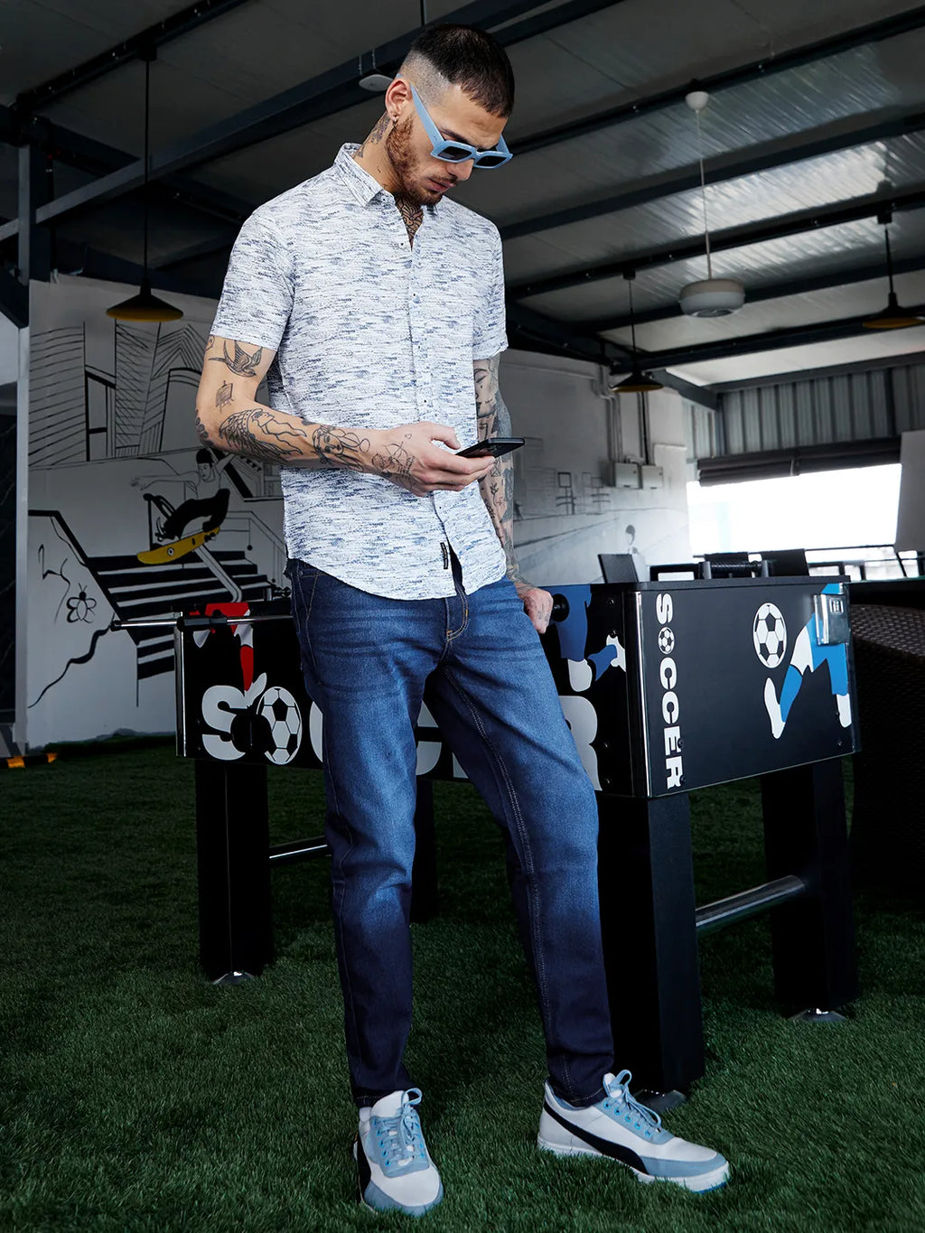 Rolled Hem Denim Jeans