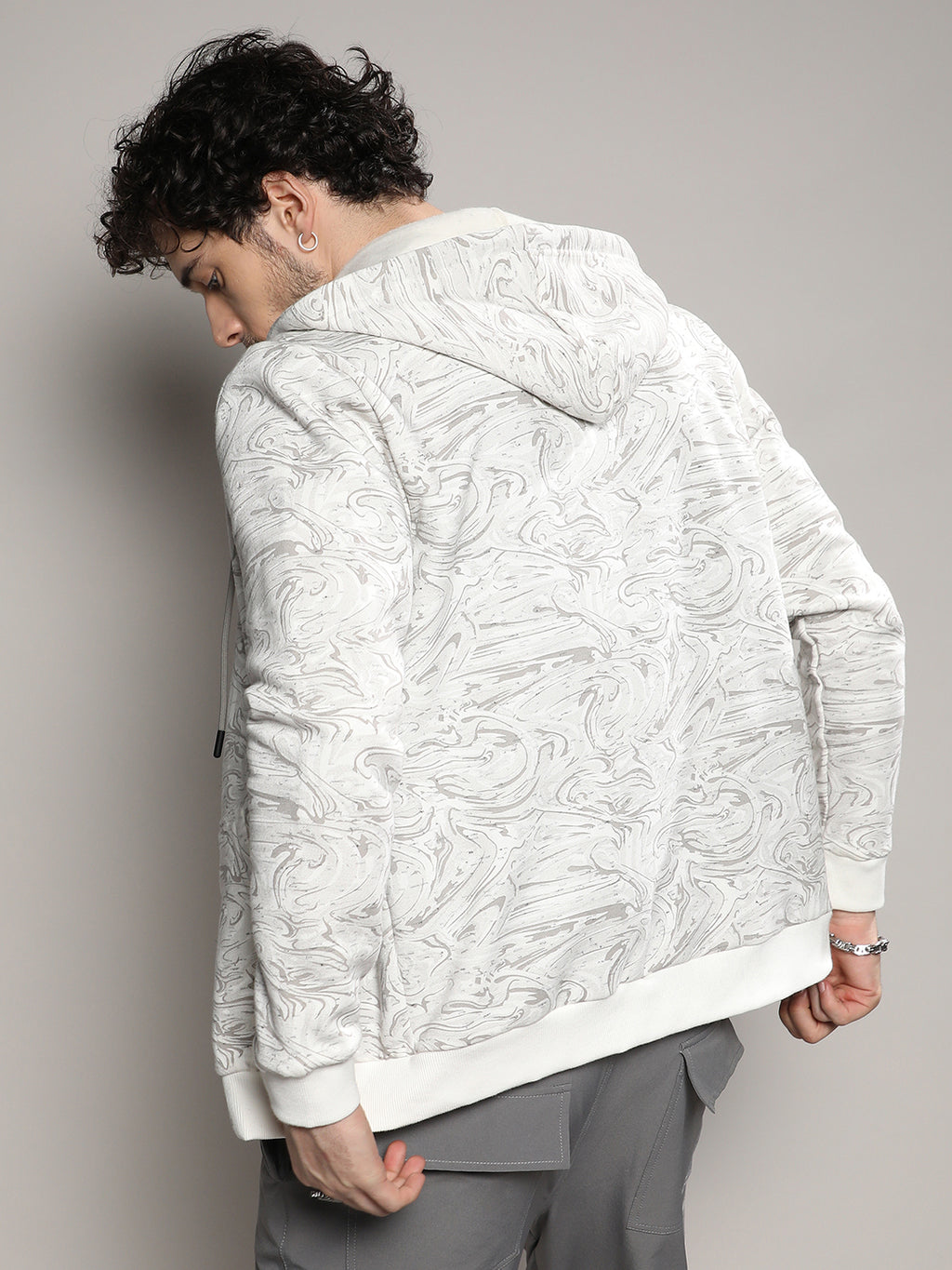 Contrast Fluid Zip Front Hoodie