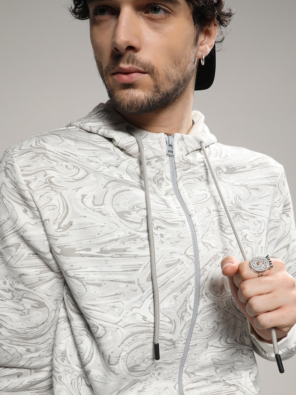 Contrast Fluid Zip Front Hoodie